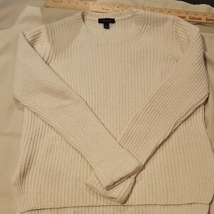 Ann Taylor Alpaca Merino Wool Blend Cream Knit Sweater Womans Medium